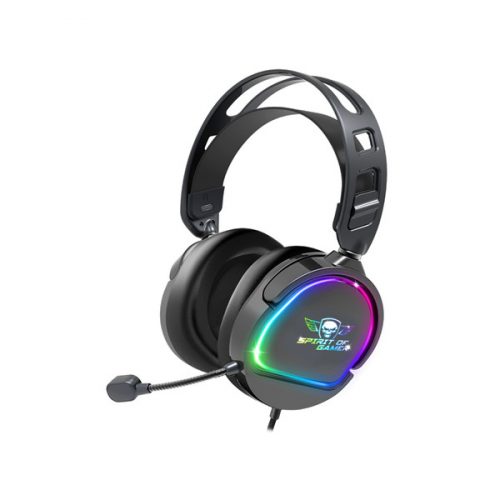 Spirit of gamer fejhallgató - pro-h6 rgb black (multiplatform, mikrofon, 3.5mm jack, hangerőszabályzó, 2m kábel, fekete)