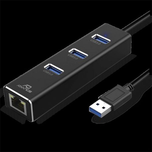 Advance usb hub - xpand smart hub 2in1 usb 3.0 (usb-a to 3xusb-a3.0+rj-45, fekete)