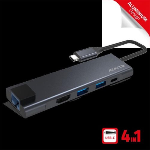 Advance usb hub - xpand smart usb-c 5in1 (usb-c to 2xusb-a3.1+usb-c+hdmi+rj45, fekete)