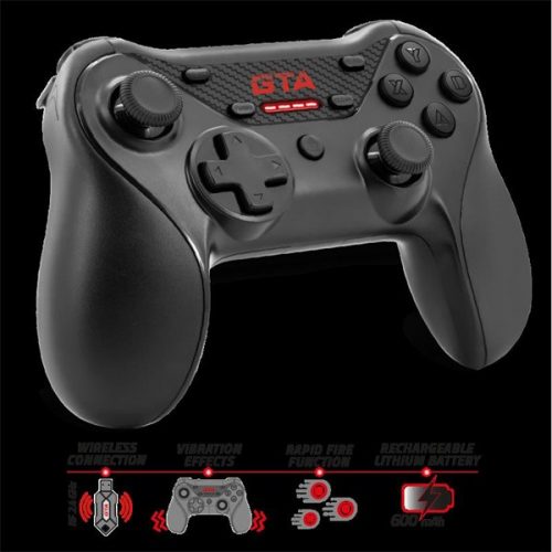 Advance gamepad vezeték nélküli - gta gamepad (usb, 12 gomb, pc és ps3 kompatibilis, fekete-piros)