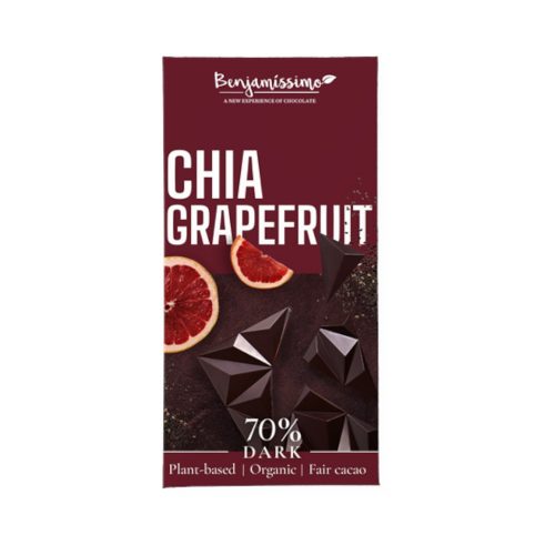 Benjamissimio bio vegán fekete csokoládé chia grapefruit 60g