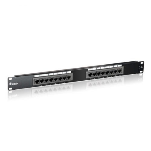 Equip patch panel - 235316 (16 port, cat5e, 1u, árnyékolatlan, fekete)