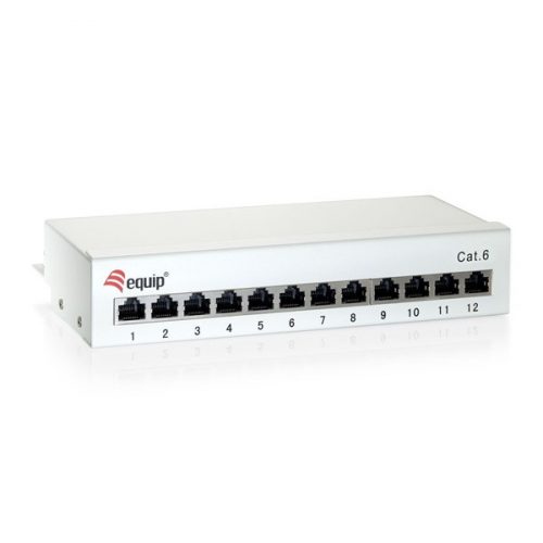 Equip asztali patch panel - 227362 (12 port, cat6, árnyékolt, szürke)