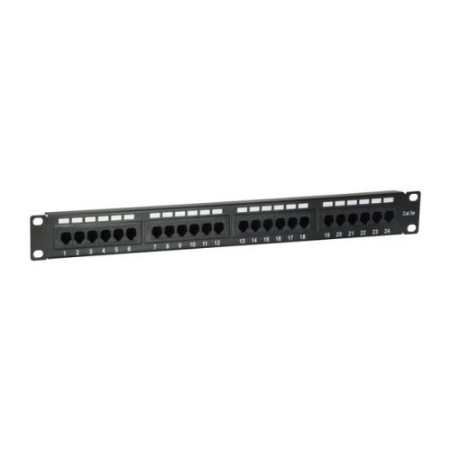 Equip patch panel - 235325 (24 port, cat5e, 1u, árnyékolatlan, fekete)