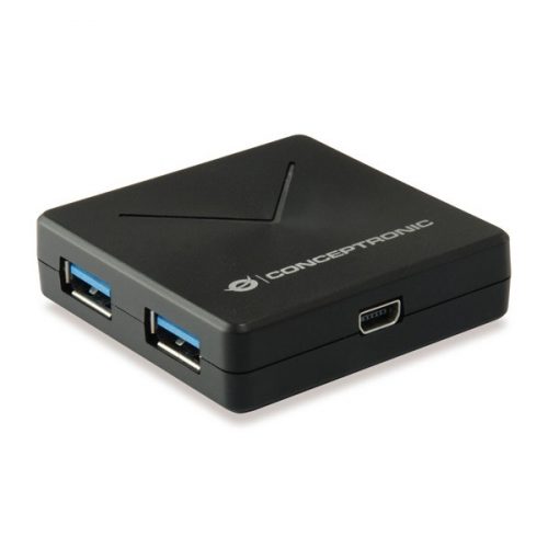 Conceptronic usb hub - hubbies02b (4 port, usb3.0, fekete)