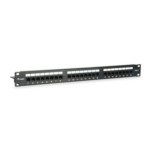 Equip patch panel - 135425 (24 port, cat6, árnyékolatlan, fekete)