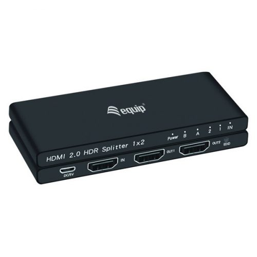 Equip hdmi video-splitter - 332716 (2 port, hdmi2.0, 3d, 4k/60hz, hdr/hdcp ready, fekete)