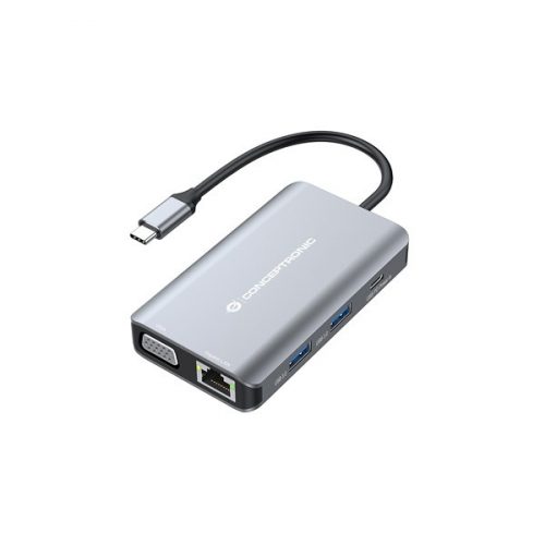 Conceptronic notebook dokkoló - donn21g (usb-c to hdmi/vga/usb-c pd/usb 3.0/gbe)