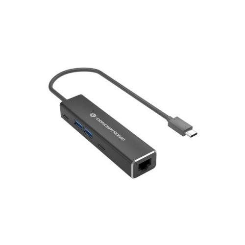 Conceptronic kábel - abby13b (usb-c to rj-45, 2xusb-a+2xusb-c, 1 gbit, szürke)