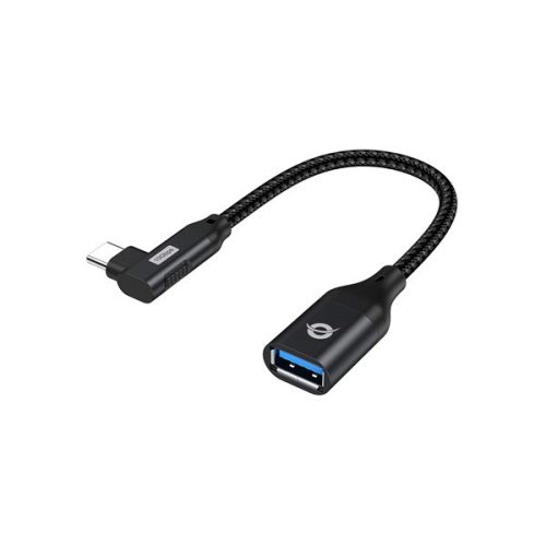 Conceptronic kábel - abby19b (usb-c to usb-a, 10 gbps, 90° fordított csatlakozó, fekete)