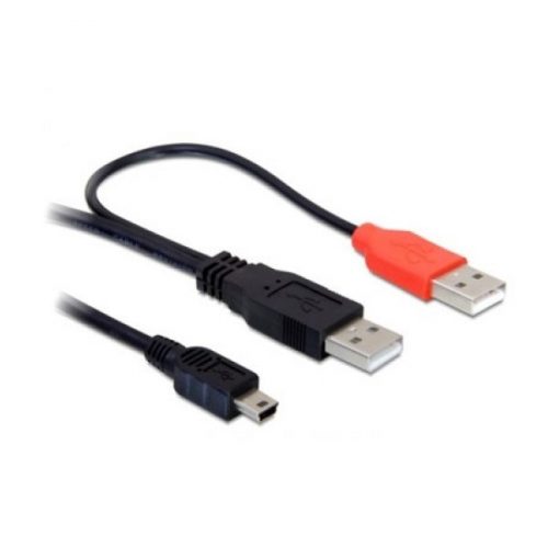 Delock kábel - 82447 (2x usb-a 2.0 -> usb mini 5 pin, apa/apa, 1m)