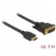 Delock átalakító kábel - 85655 (hdmi - dvi (24+1), apa/apa, kétírányú, 3m)