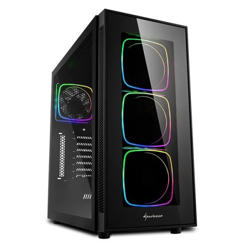 Sharkoon számítógépház - tg6 rgb (fekete; atx,matx; alsó táp; 4x120mm v.; 2xusb3.0, 2xusb2.0, i/o)