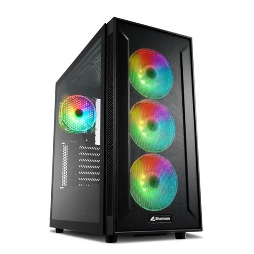 Sharkoon számítógépház - tg6m rgb (fekete; atx,matx; alsó táp; 7x120mm v.; 2xusb3.0, 2xusb2.0, i/o)