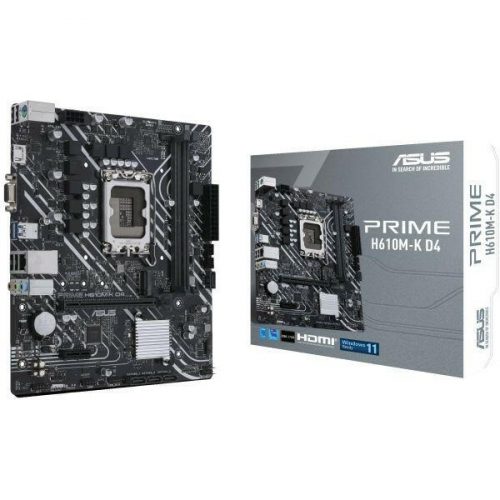 Asus alaplap - intel prime h610m-k d4 s1700 (h610, 2xddr4 3200mhz, 4xsata3, 1xm.2, hdmi+vga)