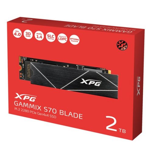 Adata ssd 2tb - xpg gammix s70 blade (3d, m.2 pcie gen 4x4, r:7400 mb/s, w:6800 mb/s, ps5 ready)