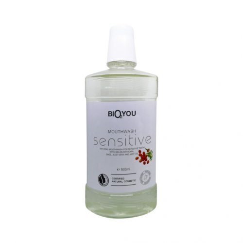 Bio2you natúr szájvíz sensitive aloe vera, homoktövis, mentaolaj és zsálya kivonattal 500 ml