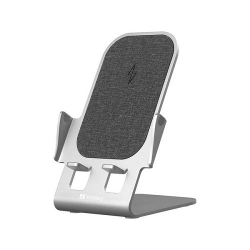 Sandberg telefon tartó/töltő - wireless charger stand 15w alu