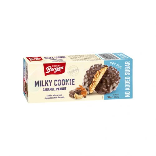 Bergen milky cookie karamellával tejcsokoládéban hozzáadott cukor nélkül 100 g