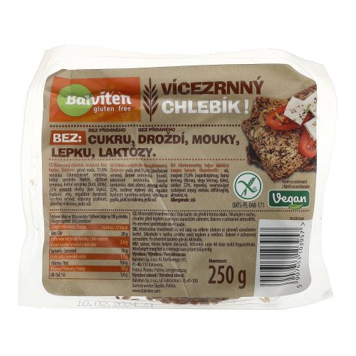 Balviten gluténmentes teljeskiőrlésű magvas kenyér 250g