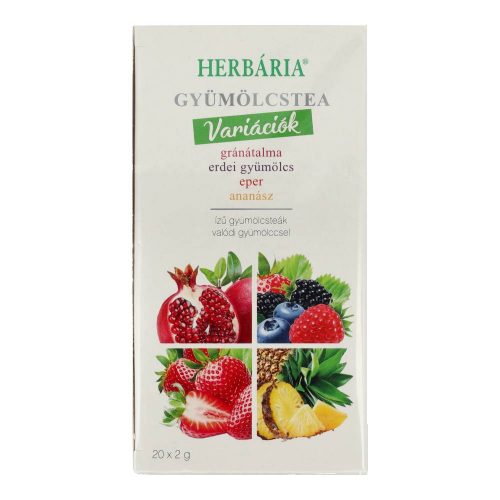 Herbária gyümölcstea mix 1 gránátalma, erdei gyümölcs, eper, ananász variáció 20x2 g 40 g