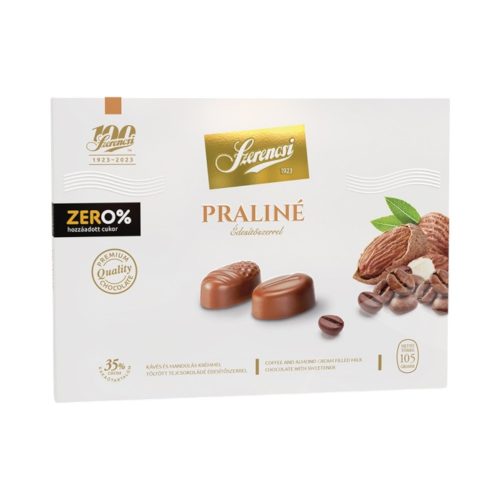 Szerencsi zero praliné mandula és kávékrémmel töltött maltitos tejcsokoládé 105g