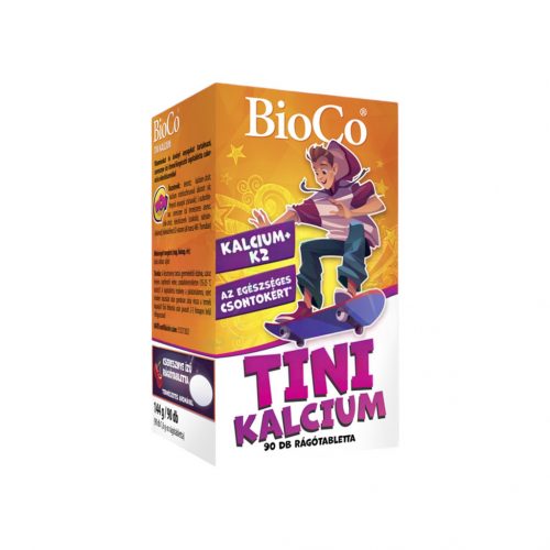 Bioco tini kalcium vitaminokat és ásványi anyagokat tartalmazó, cseresznye ízű rágótabletta 90 db