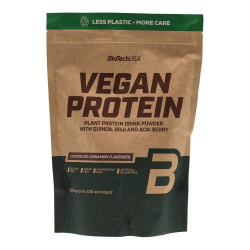 Biotech vegan protein csoki-fahéj ízű fehérje italpor 500g