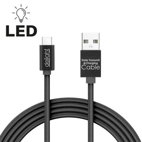 Delight kábel - usb type-c töltőkábel, 1m, fekete