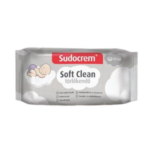 Sudocrem baba törlőkendő soft clean 55 db