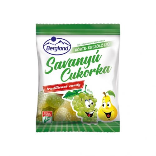 Bergland savanyú cukor körte-szőlő 70g