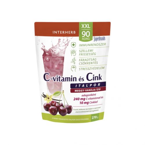 Interherb xxl c-vitamin + cink meggy-vanília ízű italpor 90 adag 270g