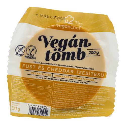 Veganchef vegán tömb füst és cheddar ízű 200g