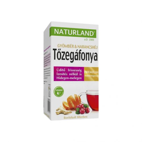 Naturland gyümölcstea tőzegáfonya-gyömbér narancshéj 20x2g 40 g