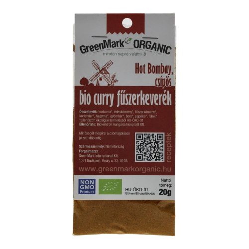 Greenmark bio curry fűszerkeverék csípős hot bombay 20g