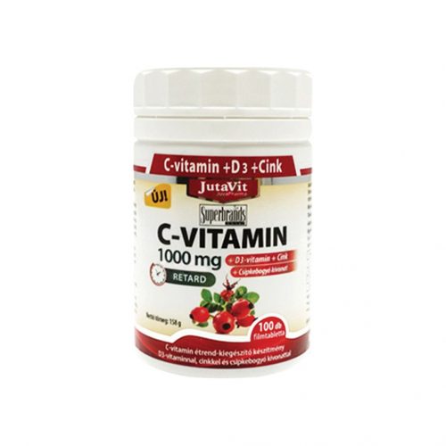 Jutavit c-vitamin 1000 mg nyújtott kioldódású + csipkebogyó + d3 vitamin + cink, 100 db