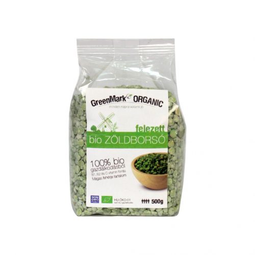 Greenmark bio zöldborsó felezett 500g