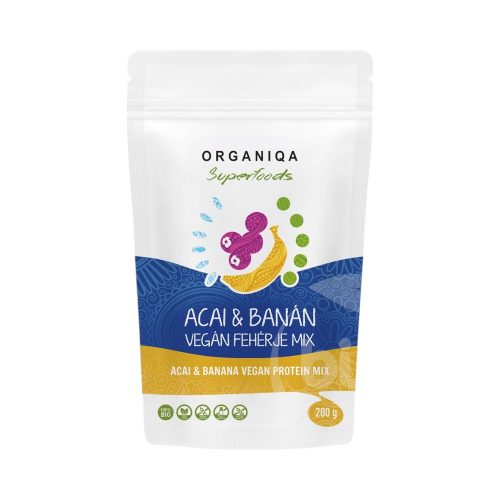 Organiqa 100% bio vegán fehérje mix acai-banán 200g