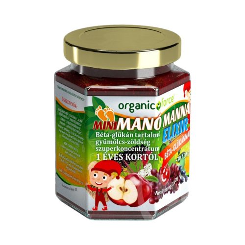 Organic force mini manó manna elixír béta-glükán tartalmú gyümölcs-zöldség koncentrátum gyerekeknek 1 éves kortól 210g