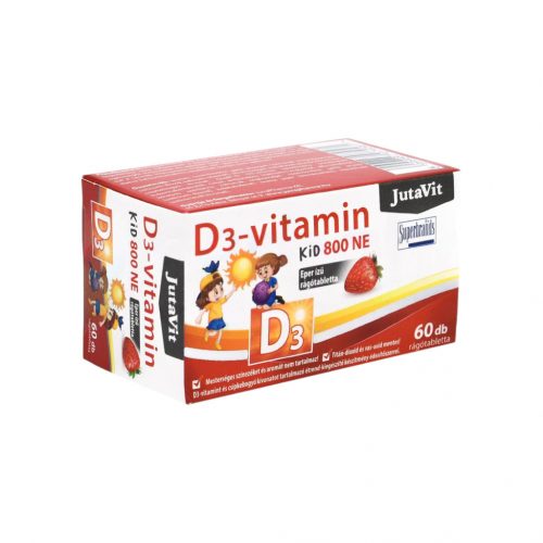 Jutavit d3-vitamin kid 800ne (20?G). Eper ízű rágótabletta. 60db