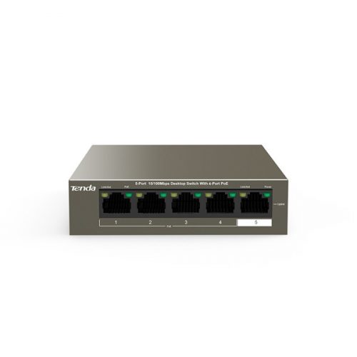 Tenda switch poe - tef1105p-4-63w (5x100mbps; 4 af/at poe+ port; 58w)