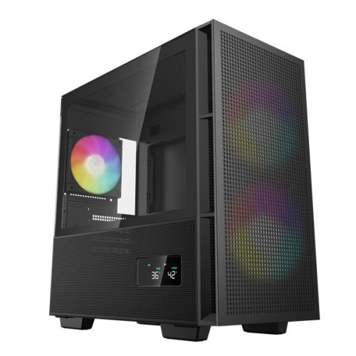 Deepcool számítógépház - ch360 digital (fekete, 2x14cm +1x12 venti, mini-itx / micro-atx, 1xusb3.0, a-rgb, fekete)