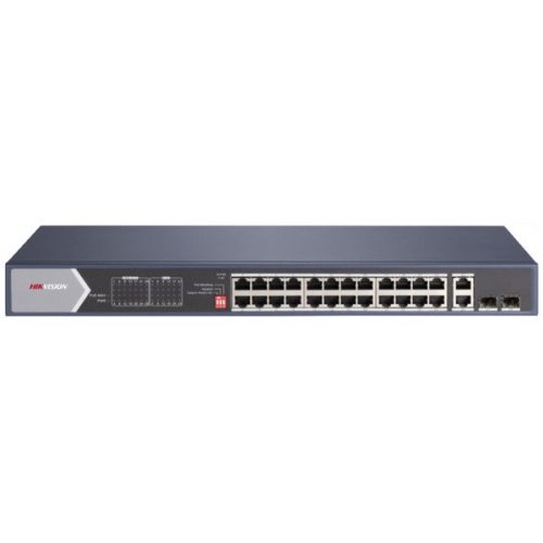 Hikvision switch poe - ds-3e0528hp-e (24 port 1000mbps, 370w, 2x rj45, 2xsfp)