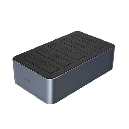 Orico hdd/ssd dokkoló - orico-6656c3-c-eu-gy-bp (5x3,5" hdd, usb-c to usb-a, klón funkció, max.: 100tb, fekete)