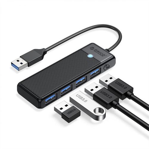 Orico usb3.0 hub - papw4a-u3-015-bk (4 port, bemenet: usb-a, kimenet: 4xusb-a3.0, fekete)