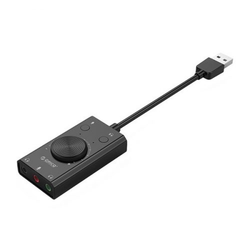 Orico külső hangkártya - sc2-bk/38/ (bemenet: usb2.0, kimenet: 2x 3,5mm jack: hang/mikrofon + 1x 3,5 mm jack 4 pin)