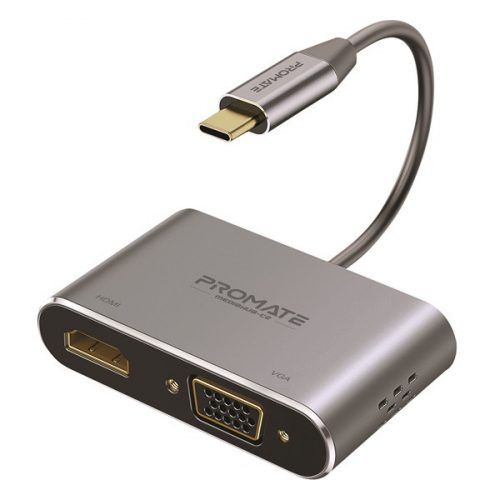 Promate átalakító - medialink c2 (usb-c adapter, 1x4k hdmi, 1xvga, szürke)