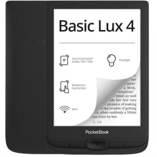 Pocketbook e-reader - pb618 basic lux4 fekete (6" e-ink carta, cpu: 1ghz, 512mb, 8gb, 1300mah, wifi, usb-c, msd olvasó)