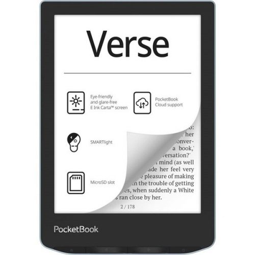 Pocketbook e-reader - pb629 verse bright blue (6"e ink carta, cpu: 1ghz,512mb,8gb,1500mah, wifi,msd, kép megvilágítás)