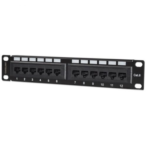 Manhattan patch panel - cat6 utp árnyékolatlan patch panel, 12 portos, 10" 1u, fekete